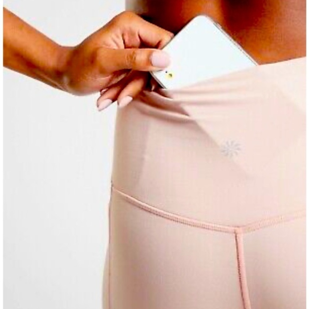 ATHLETA INCLINATION MOTO BABY PINK YOGA PICKLEBALL RUNNING GYM TIGHTS LEGGINGS S - Picture 3 of 12